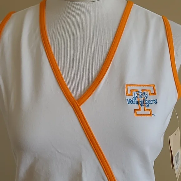 RARE Vintage Tennessee Lady Vols UT NEW ADIDAS Tennis Top White Racer Back Lg - Picture 4 of 13